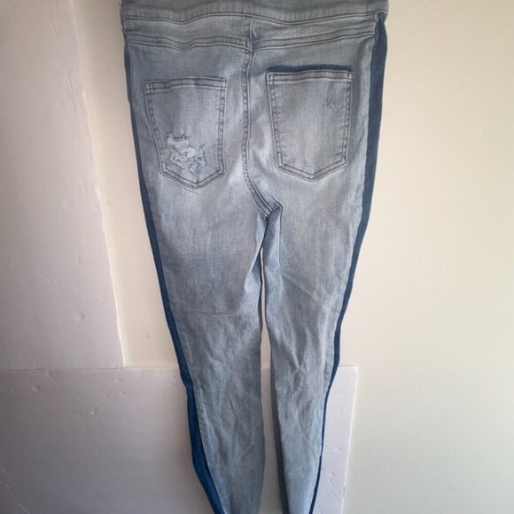 Spanx Distressed Skinny Slimming Jean Pull On Side Stripe Light Wash Blue Size S - Picture 15 of 15